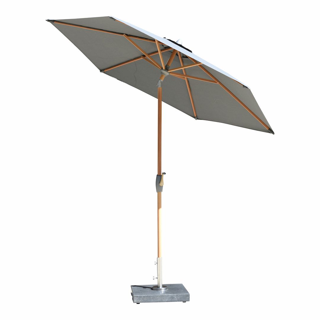 Stellar Auto Tilt Parasol – Teak Wood Finish Aluminium Frame - Image 2